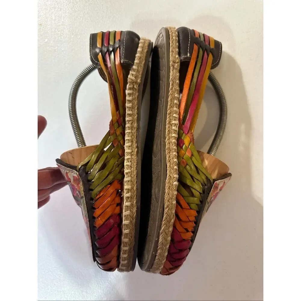 Angela's Women's Monita Frida Negro Leather Espadrille Flat Shoes Size 26